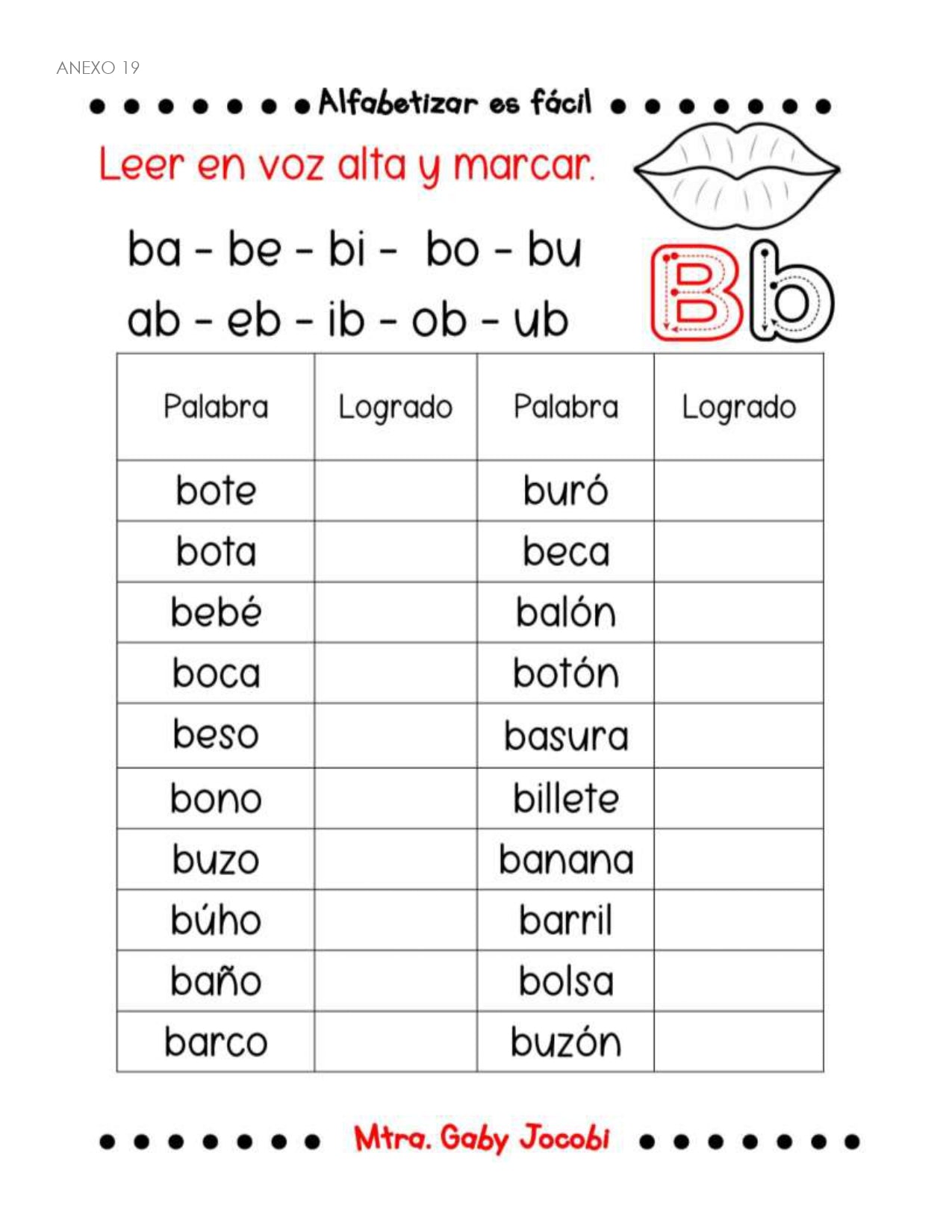 PLANEACION ALFABETIZACION Bb