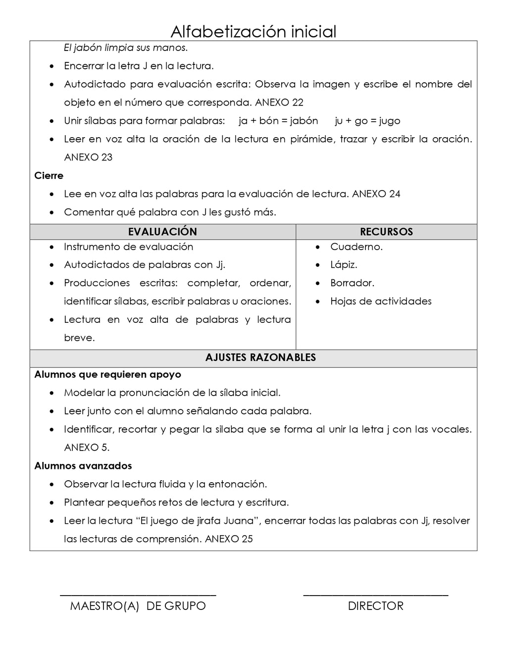 PLANEACION ALFABETIZACION Jj