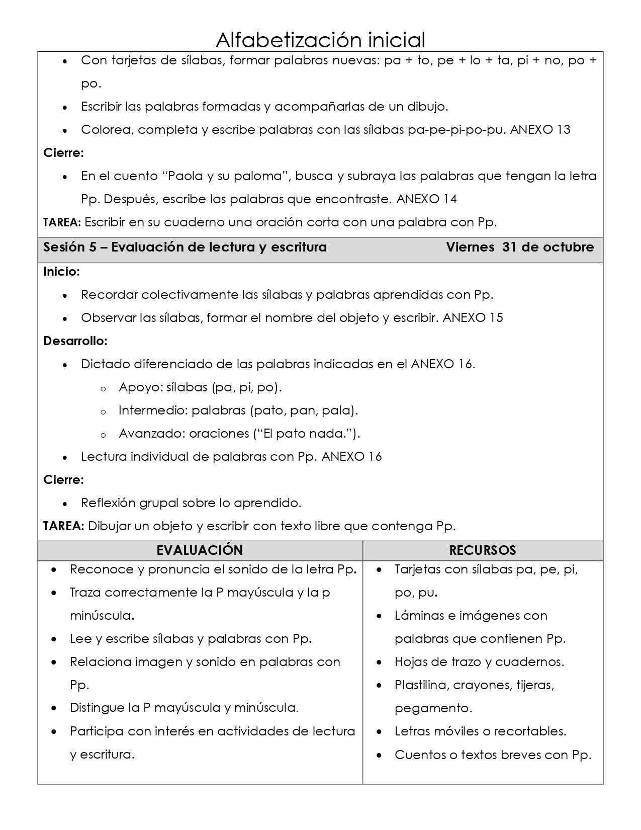 PLANEACION ALFABETIZACION Pp