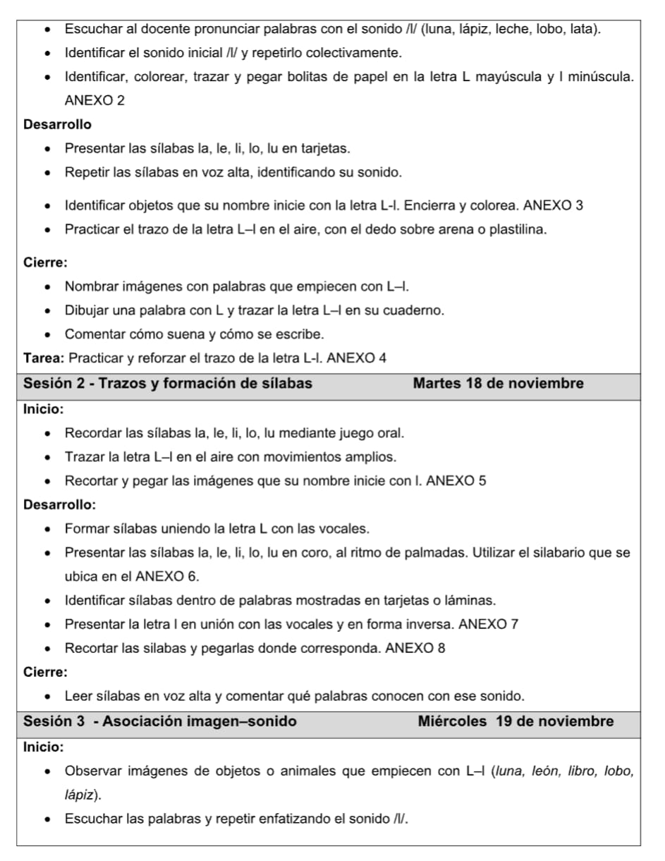 PLANEACION ALFABETIZACIÓN  Ll